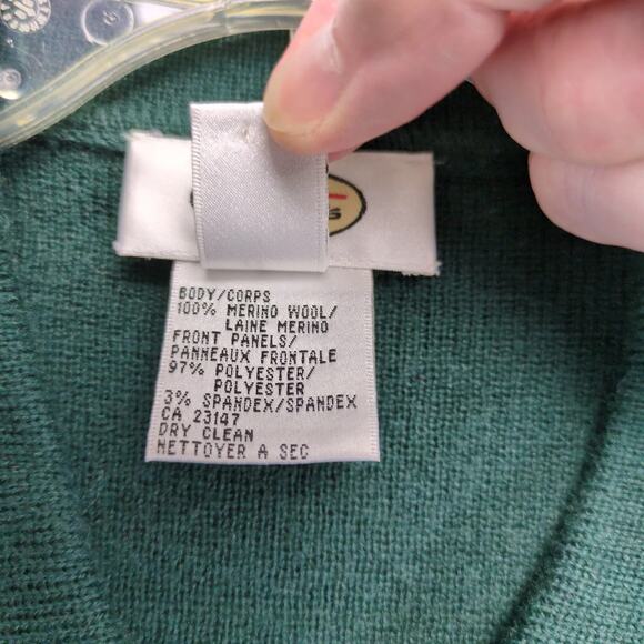 Talbots Green 2pc Outfit Women's 18/L Wool Blend Shirt & Faux Suede 35x30" Pants - Picture 4 of 10